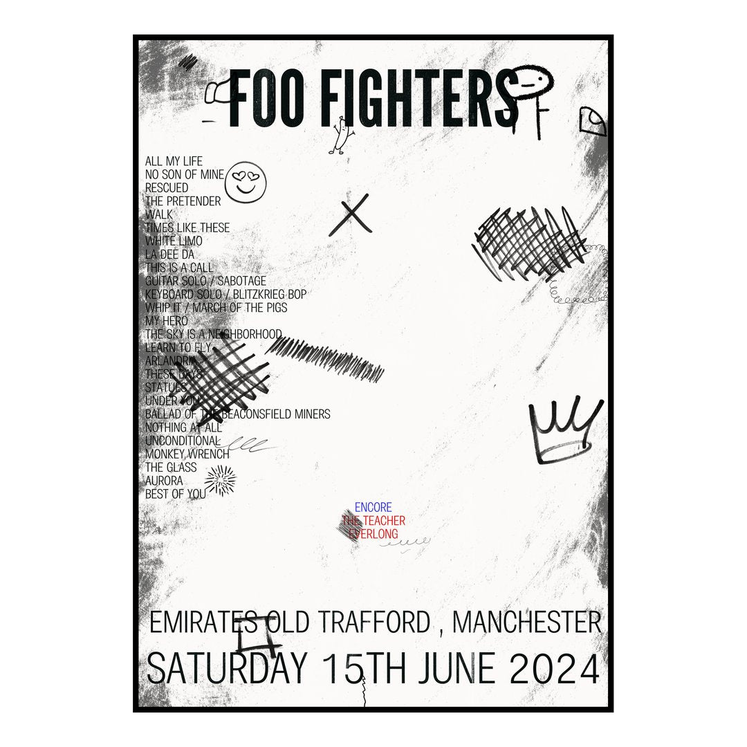 Foo Fighters Manchester 15th June 2024 Setlist poster