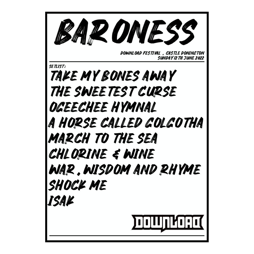 Baroness Castle Donington 12th June 2022 Setlist poster