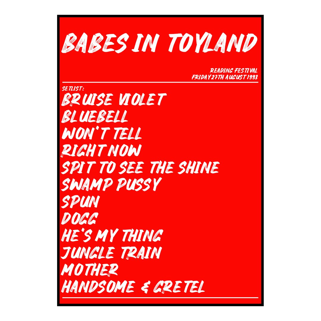 Babes in Toyland Reading 27th August 1993 Setlist poster