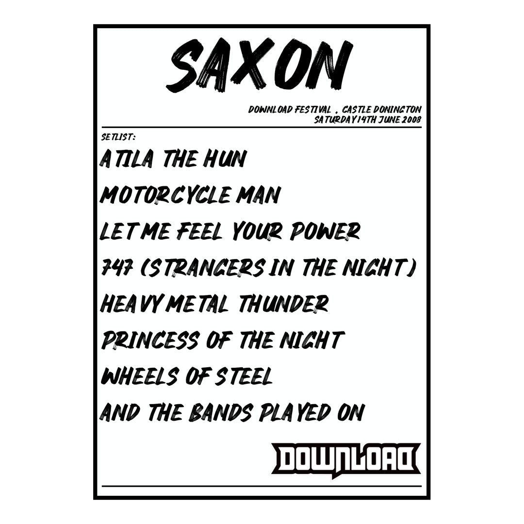 Saxon Castle Donington 14th June 2008 Setlist poster