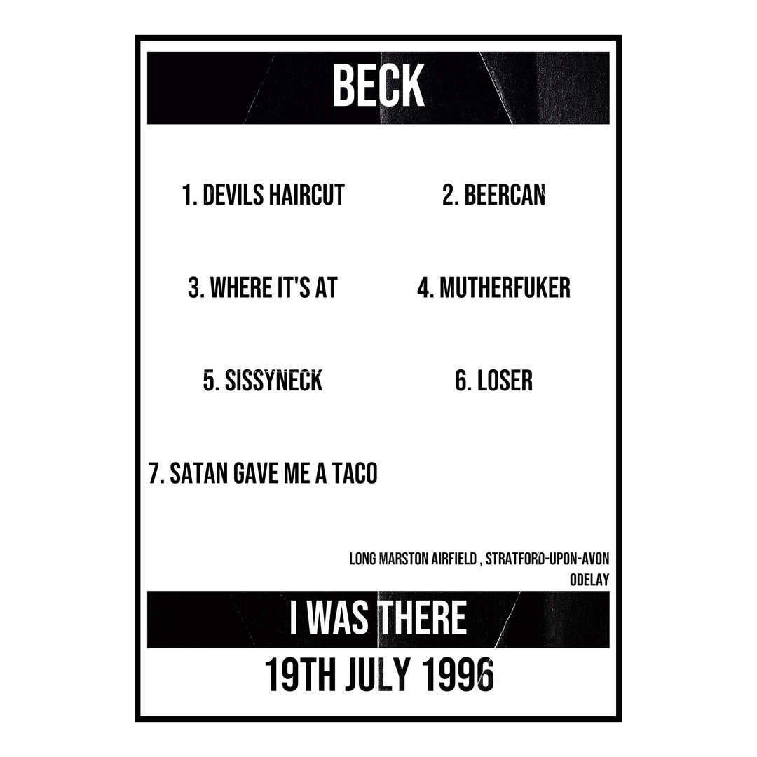 Beck Stratford-upon-Avon 19th July 1996 Setlist poster