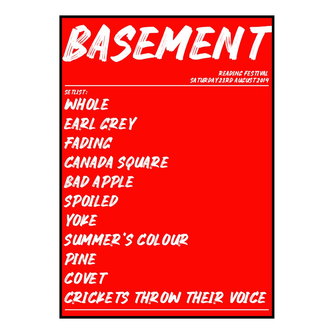 Basement Reading 23rd August 2014 Setlist poster