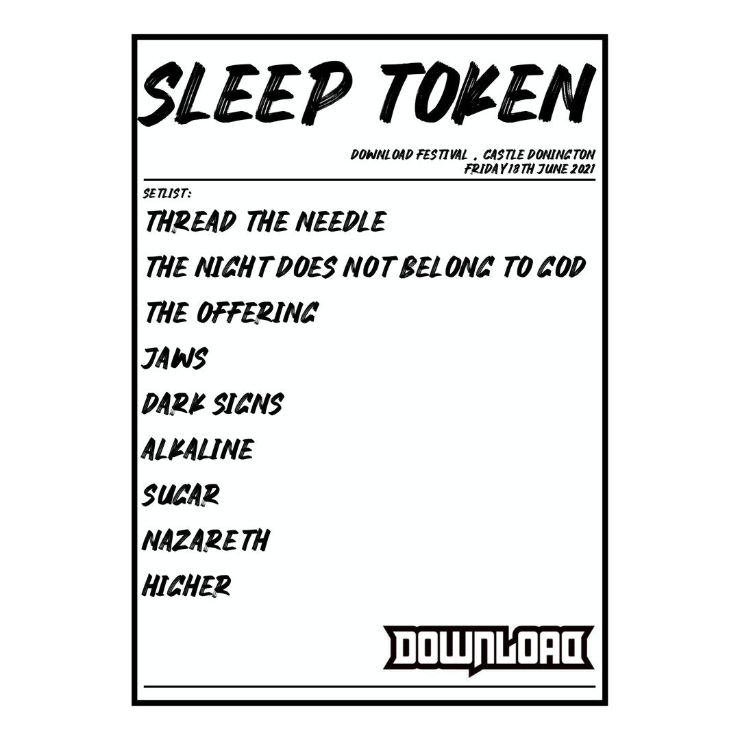 Sleep Token Castle Donington 18th June 2021 Setlist poster