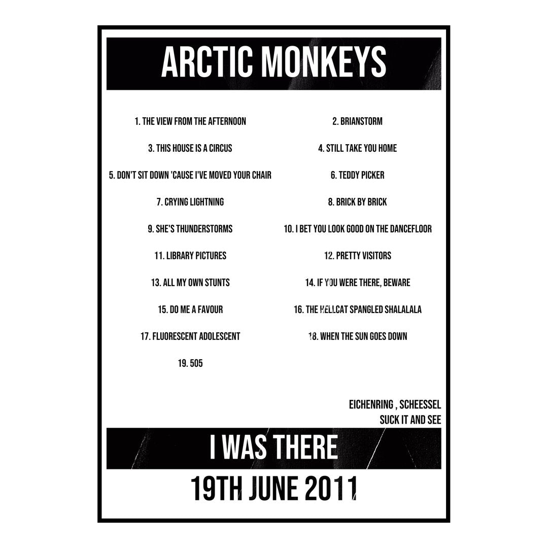 Arctic Monkeys Scheeßel 19th June 2011 Setlist poster