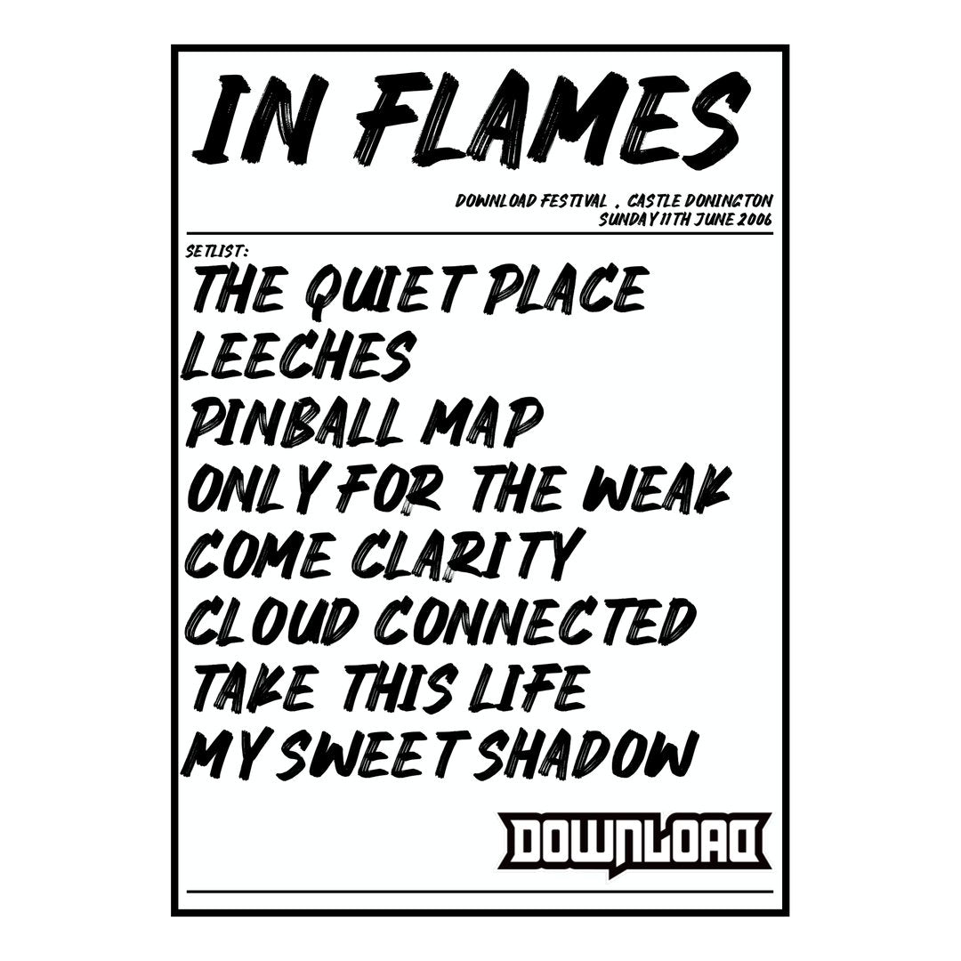 In Flames Castle Donington 11th June 2006 Setlist poster