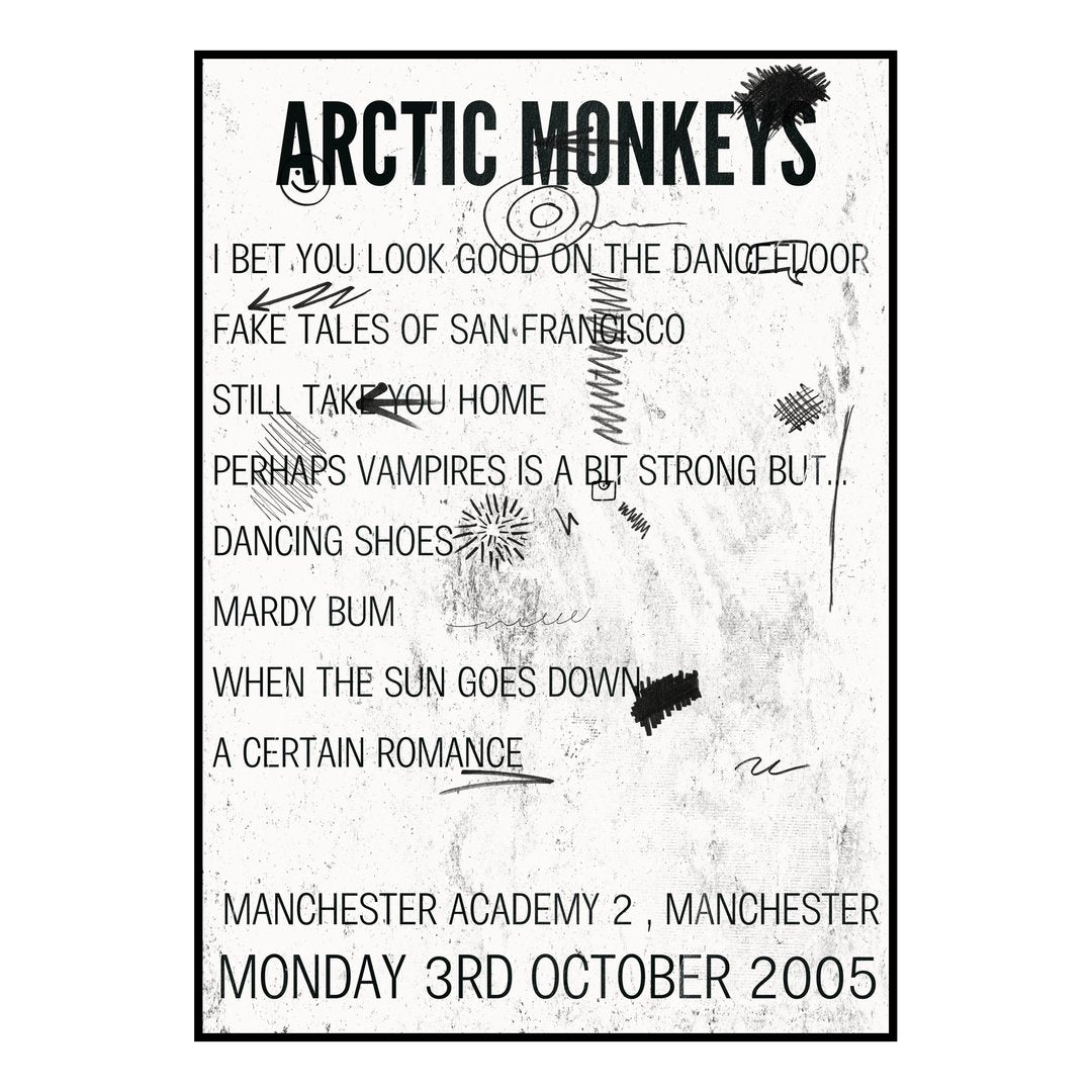 Arctic Monkeys Manchester 3rd October 2005 Setlist poster