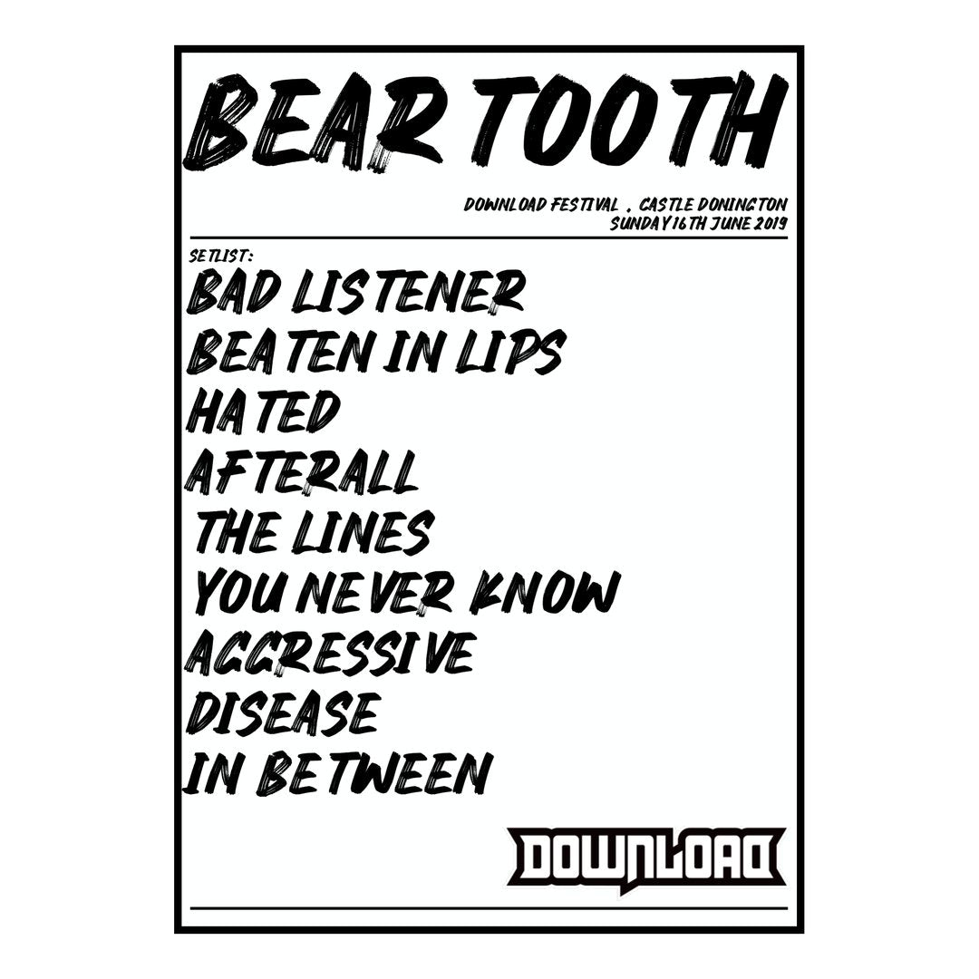Beartooth Castle Donington 16th June 2019 Setlist poster