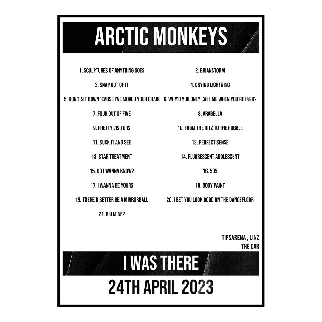 Arctic Monkeys Linz 24th April 2023 Setlist poster
