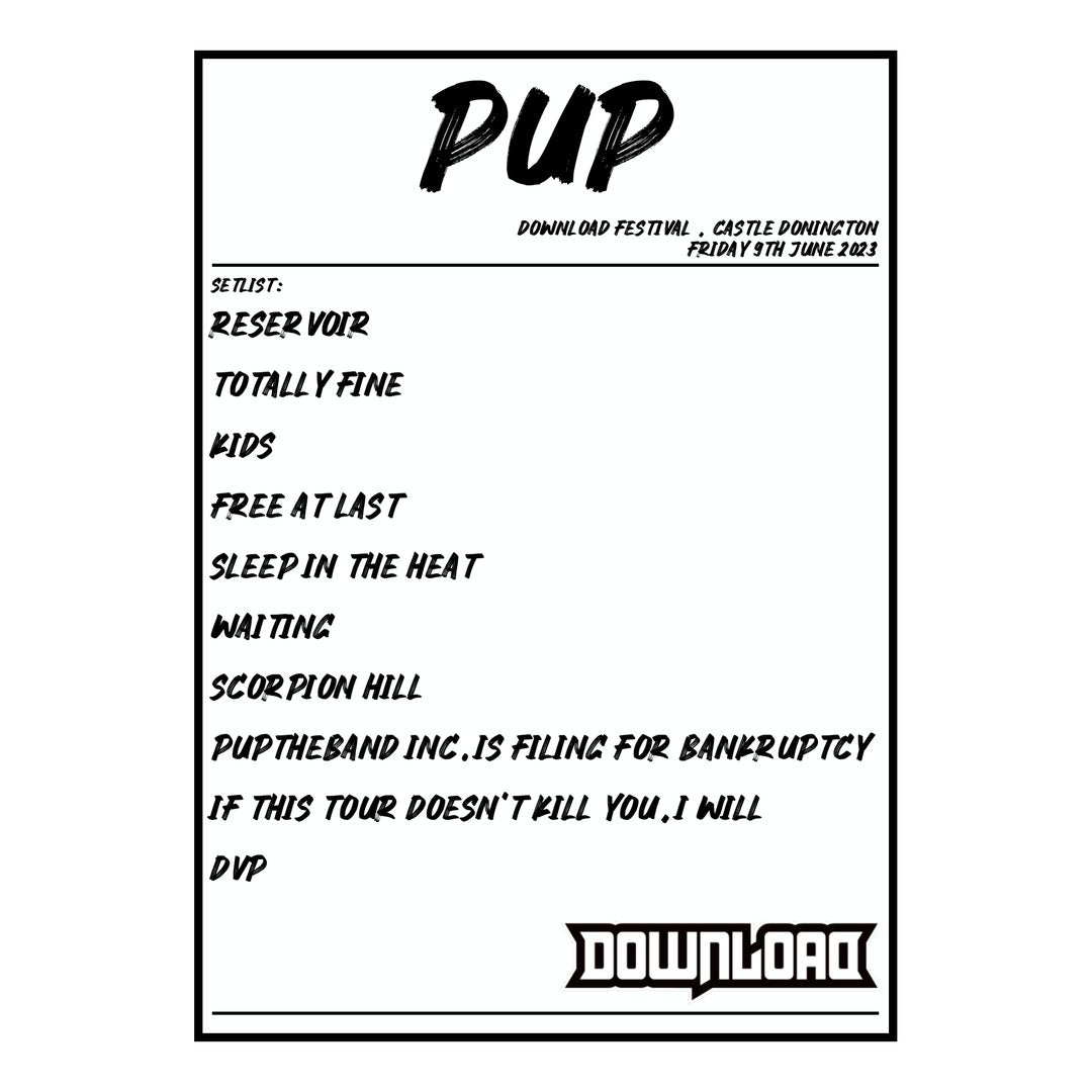 PUP Castle Donington 9th June 2023 Setlist poster