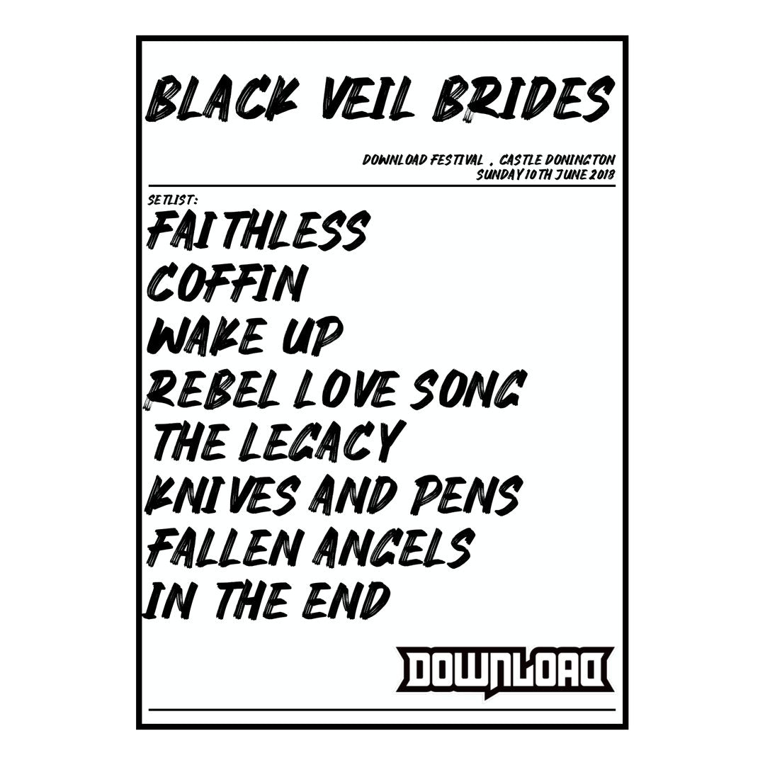 Black Veil Brides Castle Donington 10th June 2018 Setlist poster