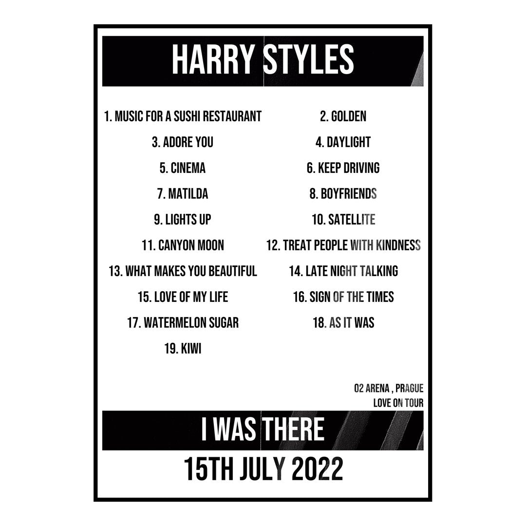 Harry Styles Prague 15th July 2022 Setlist poster