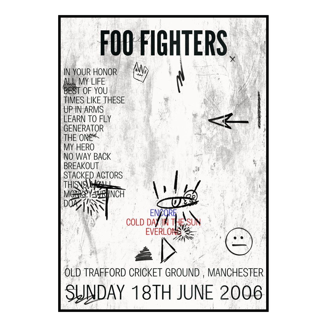 Foo Fighters Manchester 18th June 2006 Setlist poster