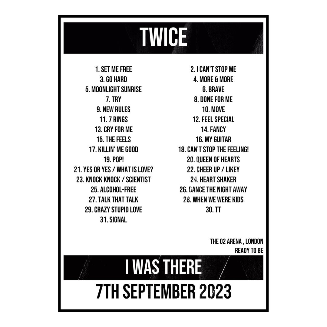 TWICE London 7th September 2023 Setlist poster