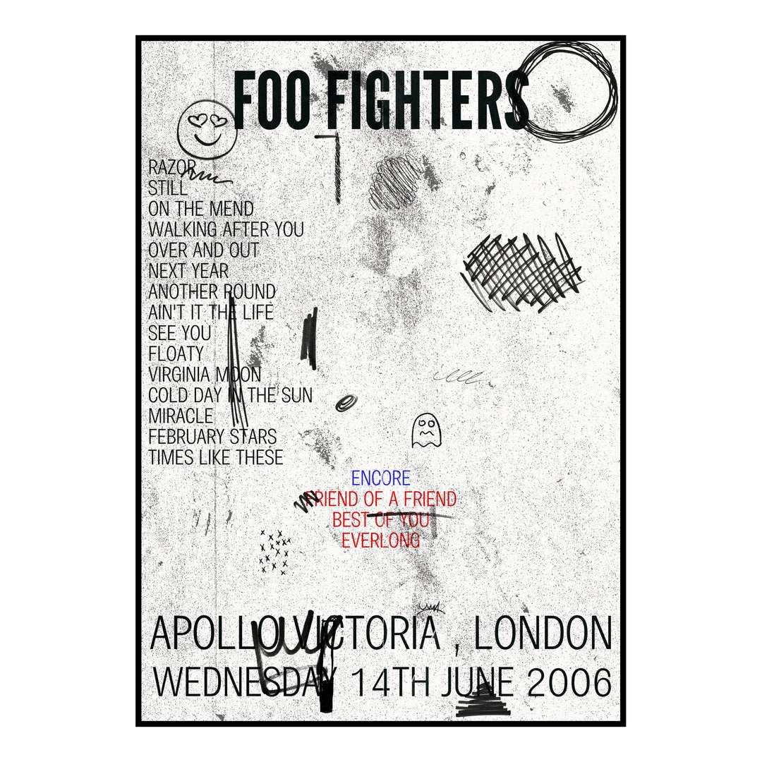 Foo Fighters London 14th June 2006 Setlist poster
