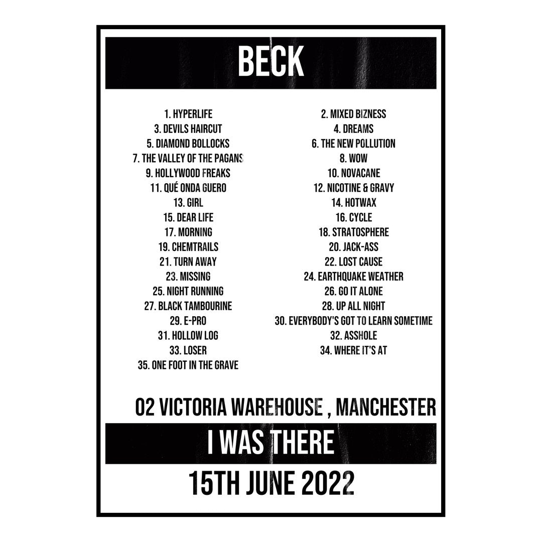 Beck Manchester 15th June 2022 Setlist poster