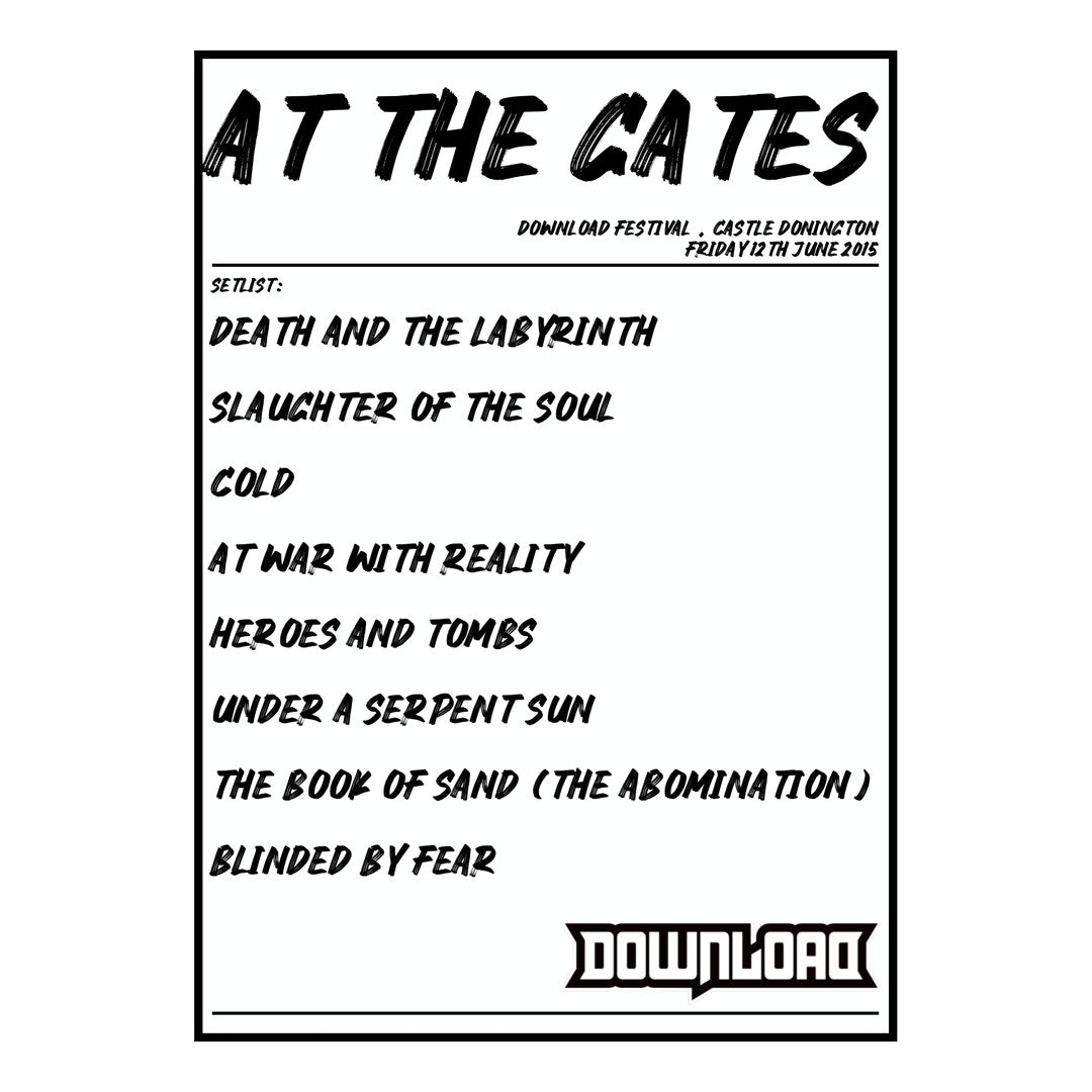 At the Gates Castle Donington 12th June 2015 Setlist poster