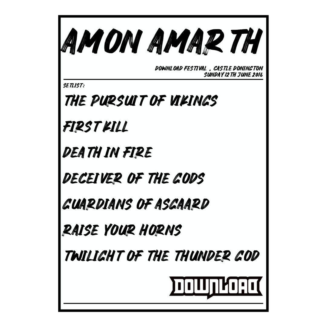 Amon Amarth Castle Donington 12th June 2016 Setlist poster