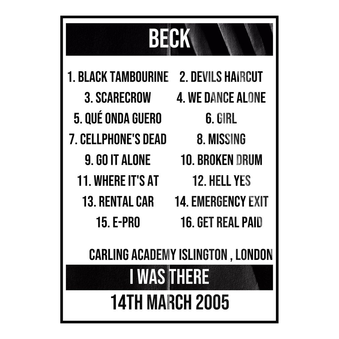 Beck London 14th March 2005 Setlist poster