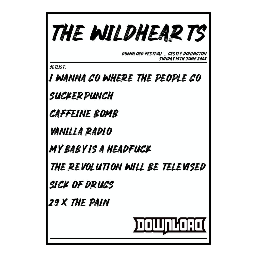 The Wildhearts Castle Donington 15th June 2008 Setlist poster