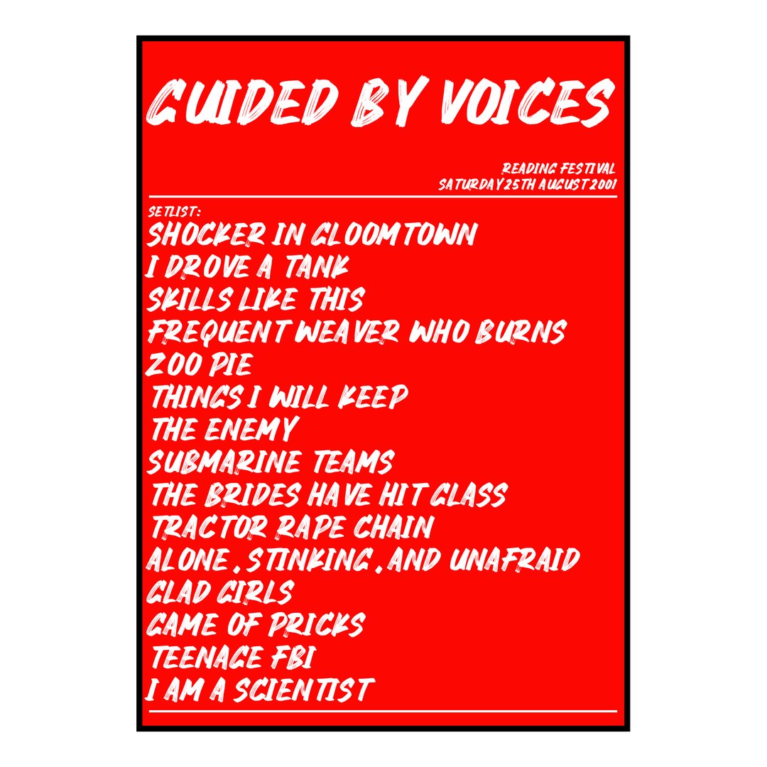 Guided by Voices Reading 25th August 2001 Setlist poster