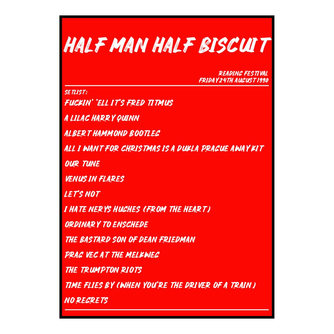 Half Man Half Biscuit Reading 24th August 1990 Setlist poster