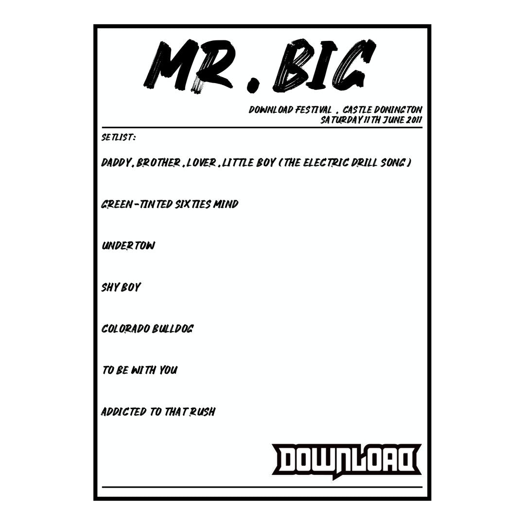 Mr. Big Castle Donington 11th June 2011 Setlist poster