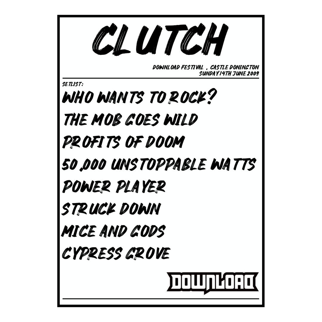 Clutch Castle Donington 14th June 2009 Setlist poster