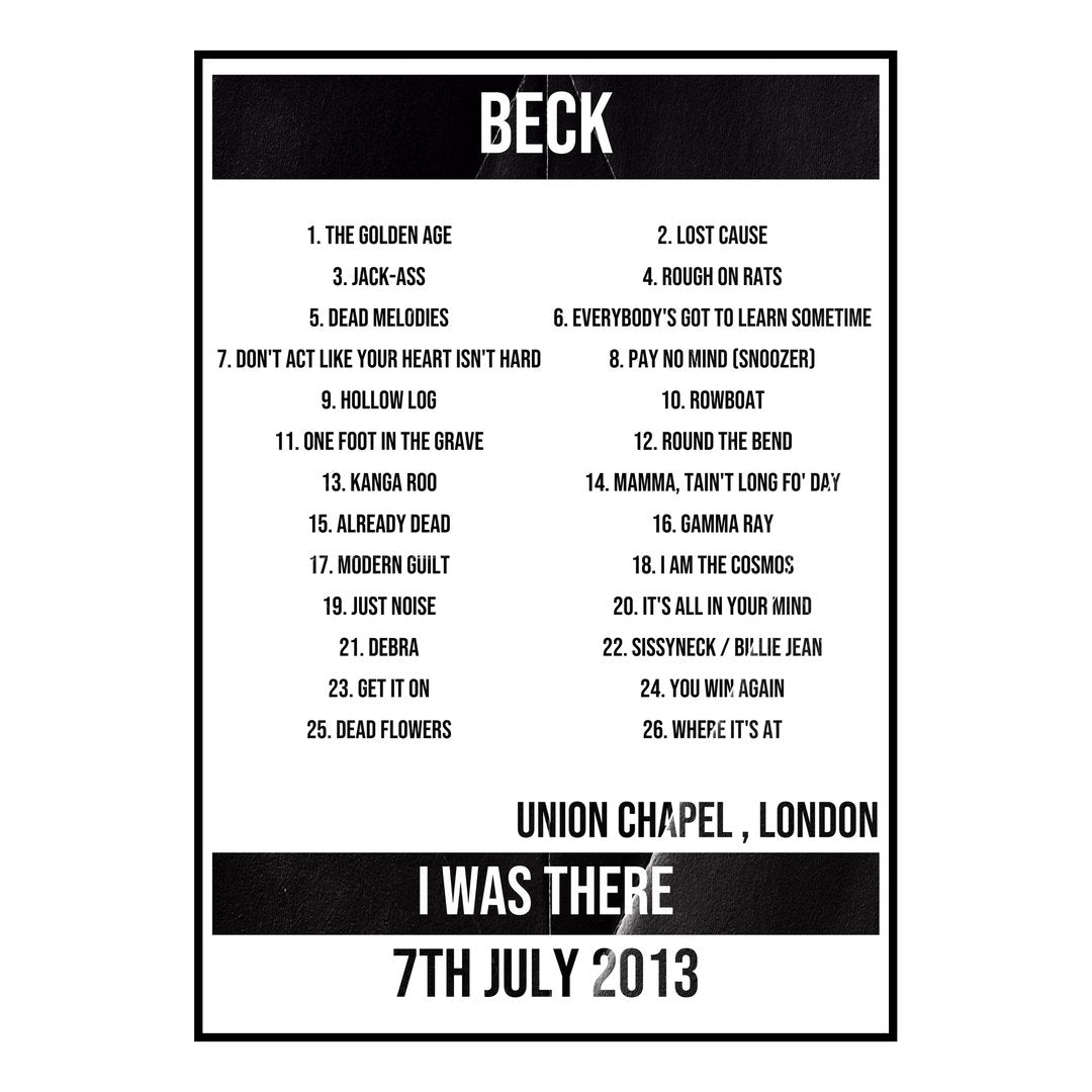 Beck London 7th July 2013 Setlist poster