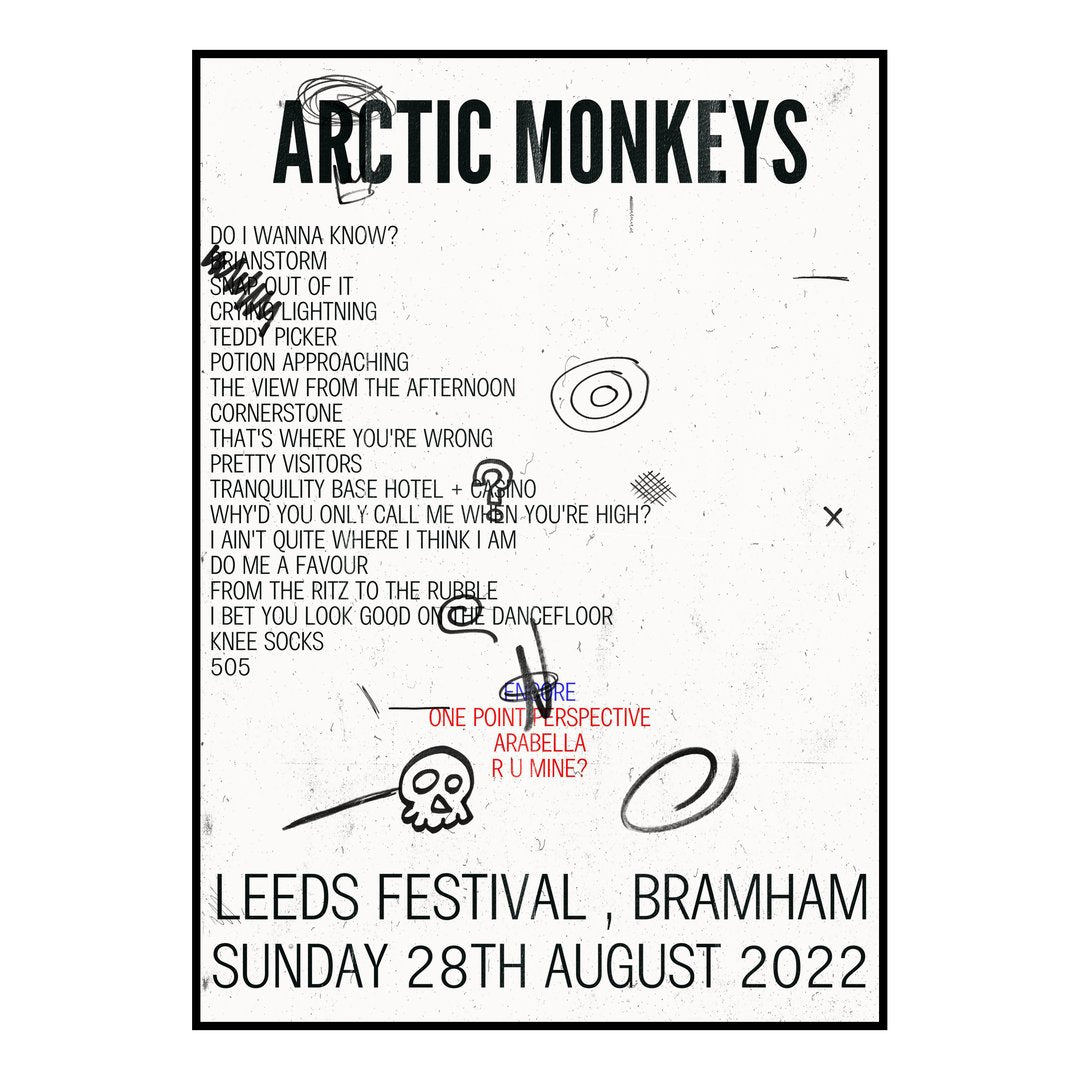 Arctic Monkeys Bramham 28th August 2022 Setlist poster