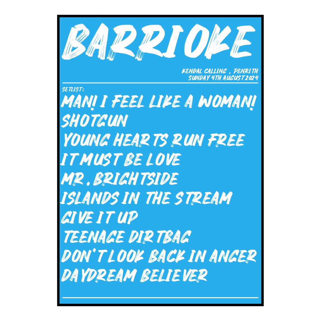 Barrioke Penrith 4th August 2024 Setlist poster