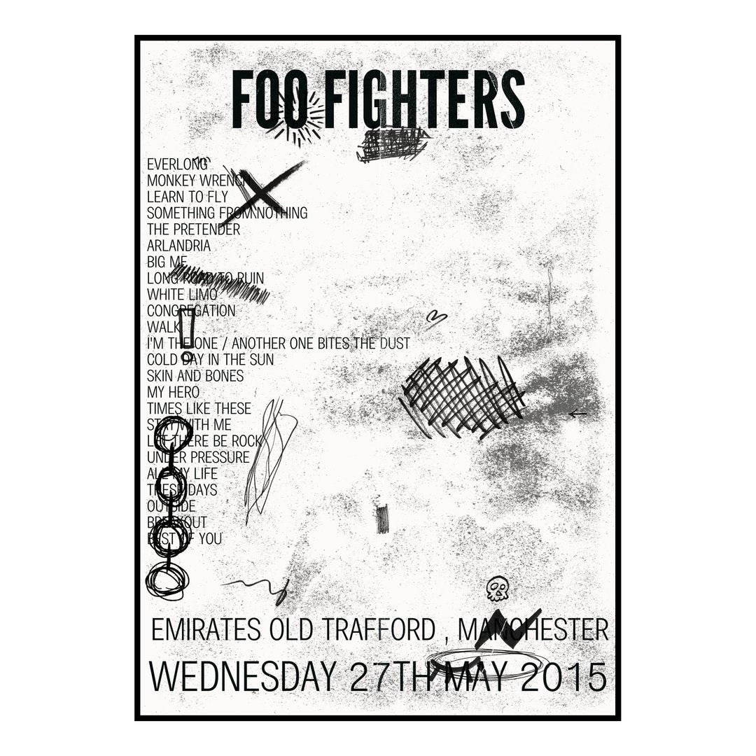Foo Fighters Manchester 27th May 2015 Setlist poster