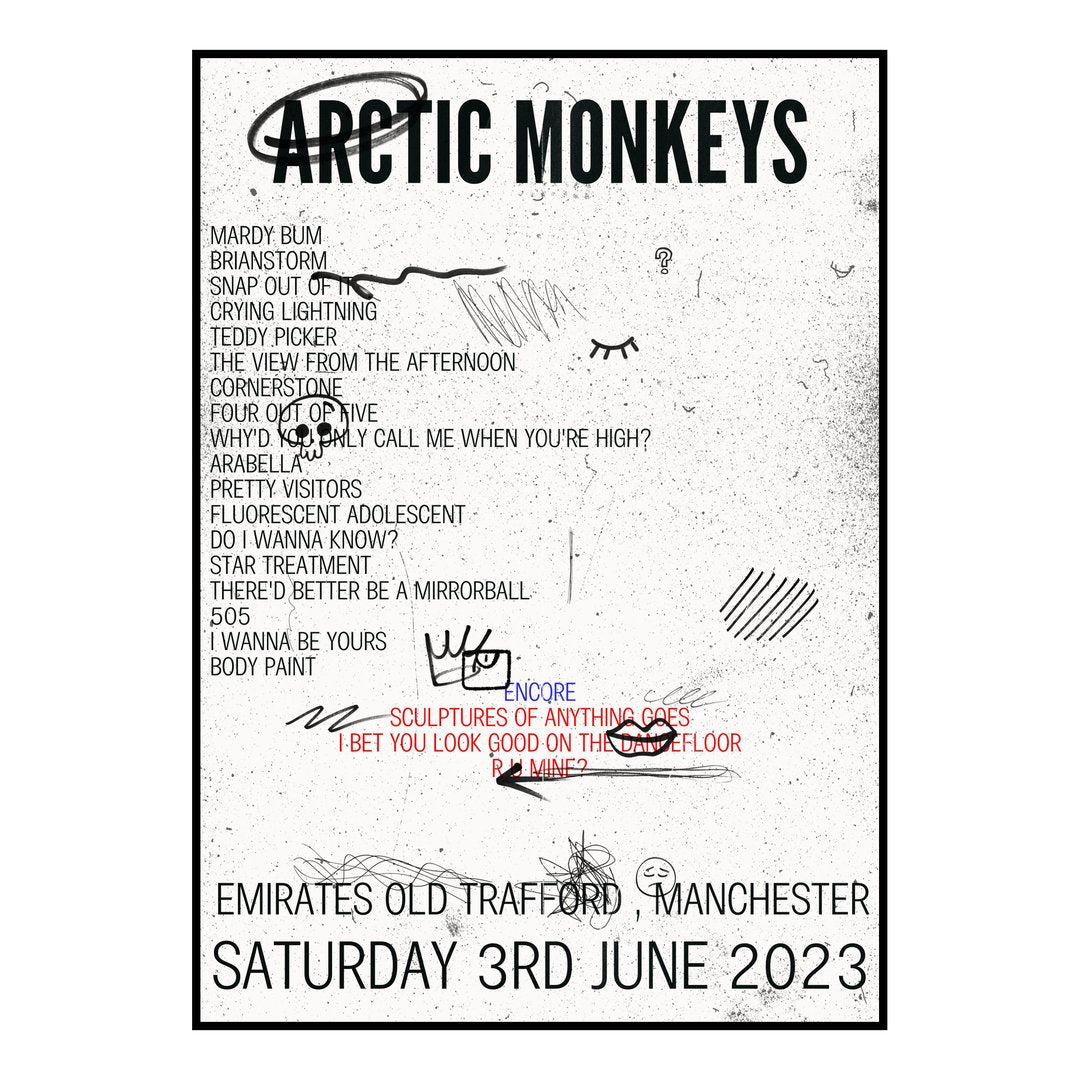 Arctic Monkeys Manchester 3rd June 2023 Setlist poster