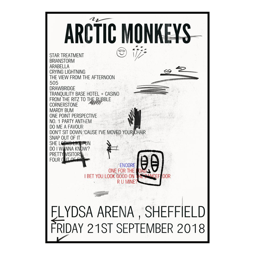 Arctic Monkeys Sheffield 21st September 2018 Setlist poster