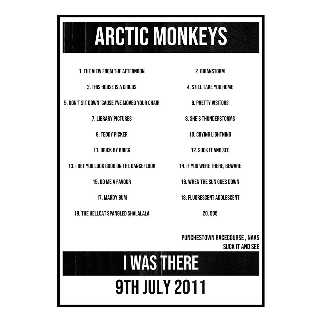 Arctic Monkeys Naas 9th July 2011 Setlist poster
