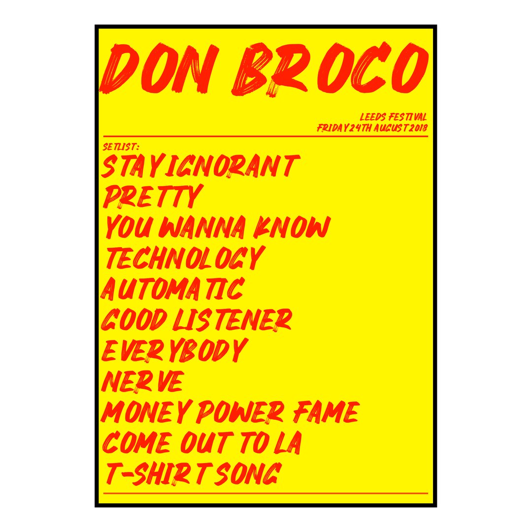 Don Broco Bramham 24th August 2018 Setlist poster