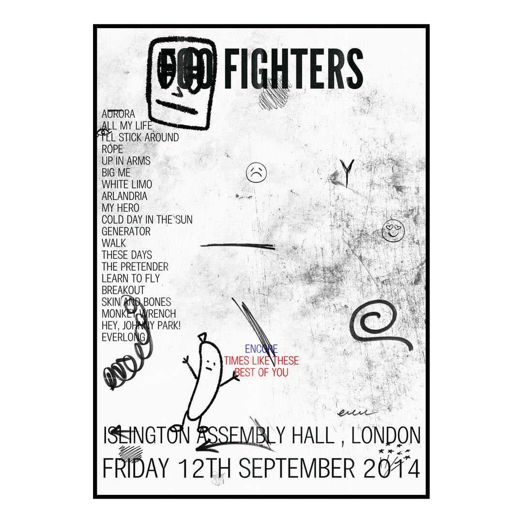 Foo Fighters London 12th September 2014 Setlist poster