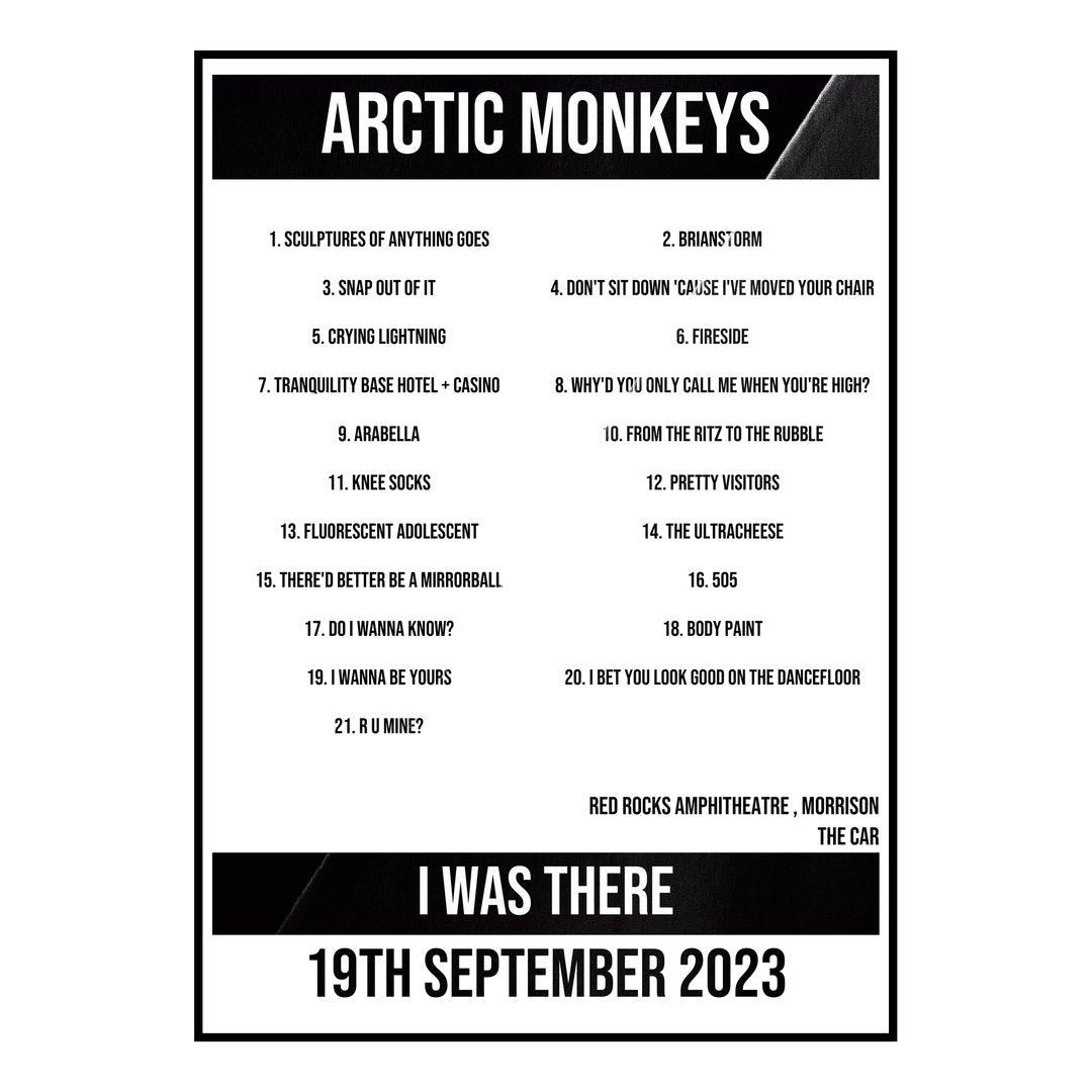 Arctic Monkeys Morrison 19th September 2023 Setlist poster