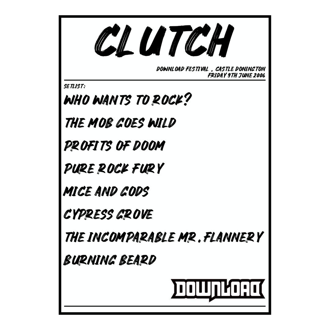 Clutch Castle Donington 9th June 2006 Setlist poster