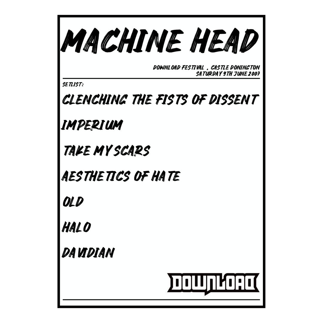 Machine Head Castle Donington 9th June 2007 Setlist poster