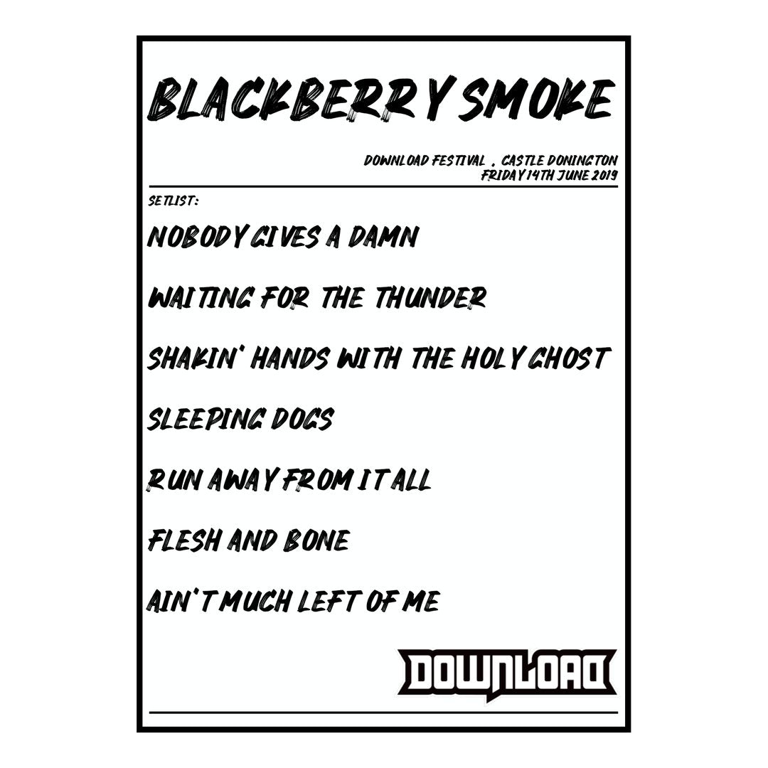 Blackberry Smoke Castle Donington 14th June 2019 Setlist poster