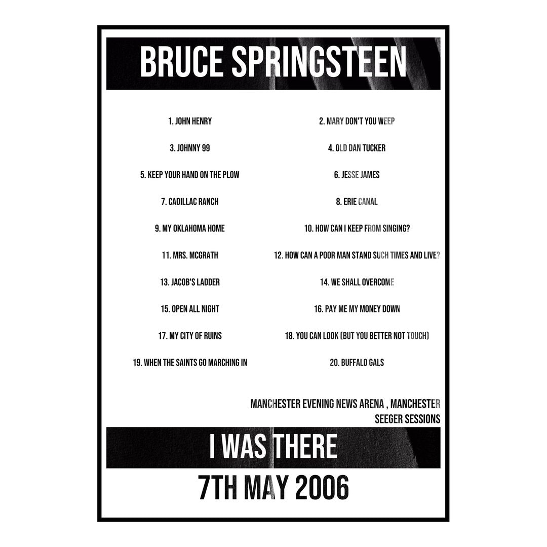 Bruce Springsteen Manchester 7th May 2006 Setlist poster