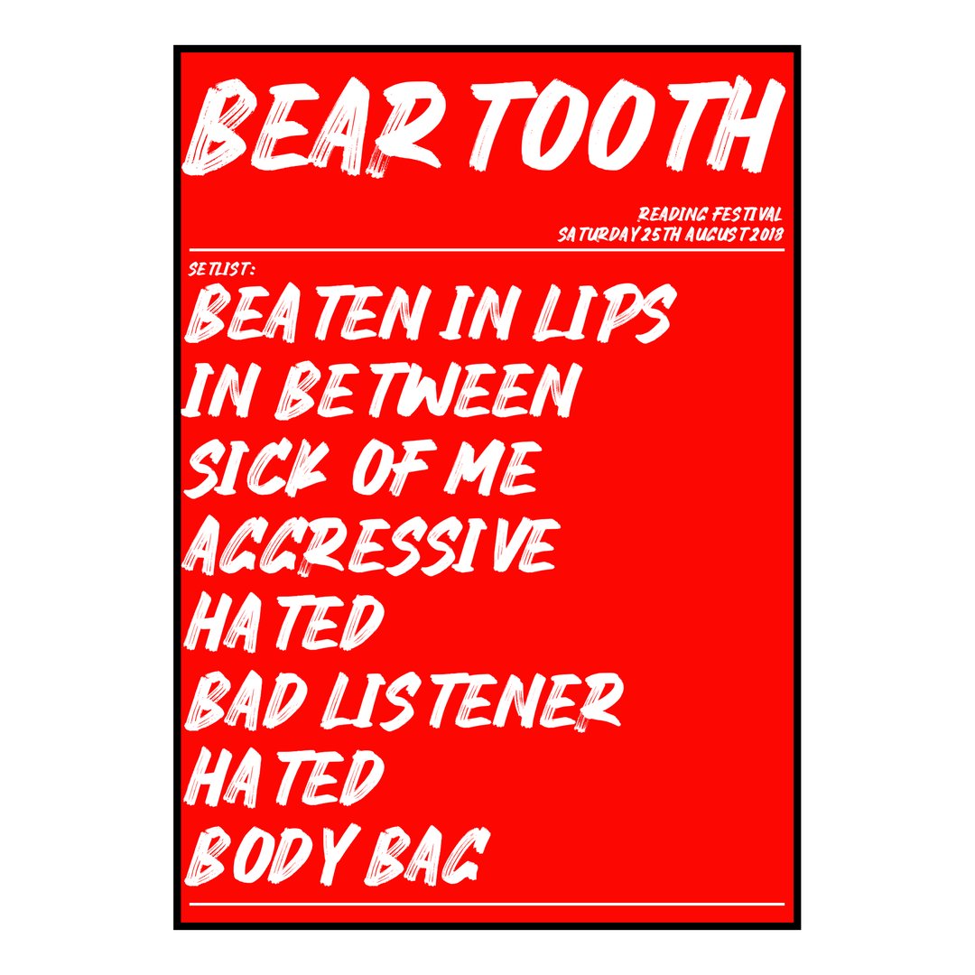 Beartooth Reading 25th August 2018 Setlist poster