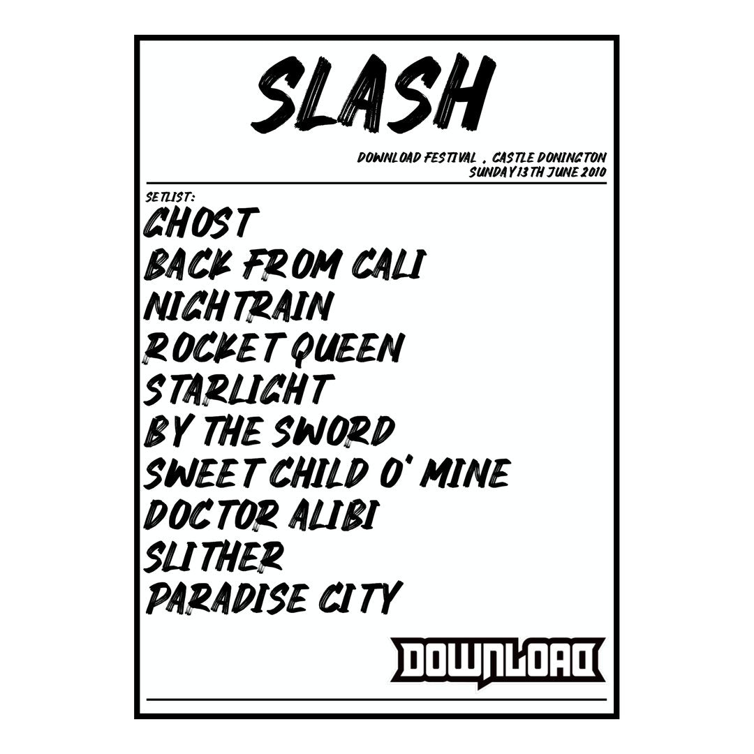 Slash Castle Donington 13th June 2010 Setlist poster