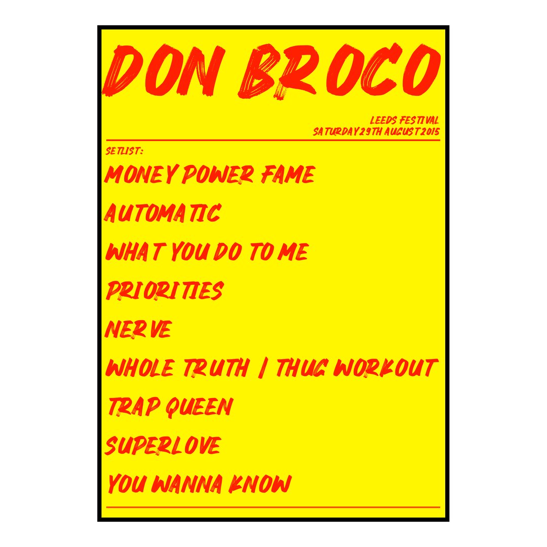 Don Broco Bramham 29th August 2015 Setlist poster