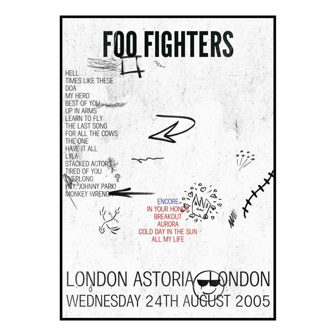 Foo Fighters London 24th August 2005 Setlist poster