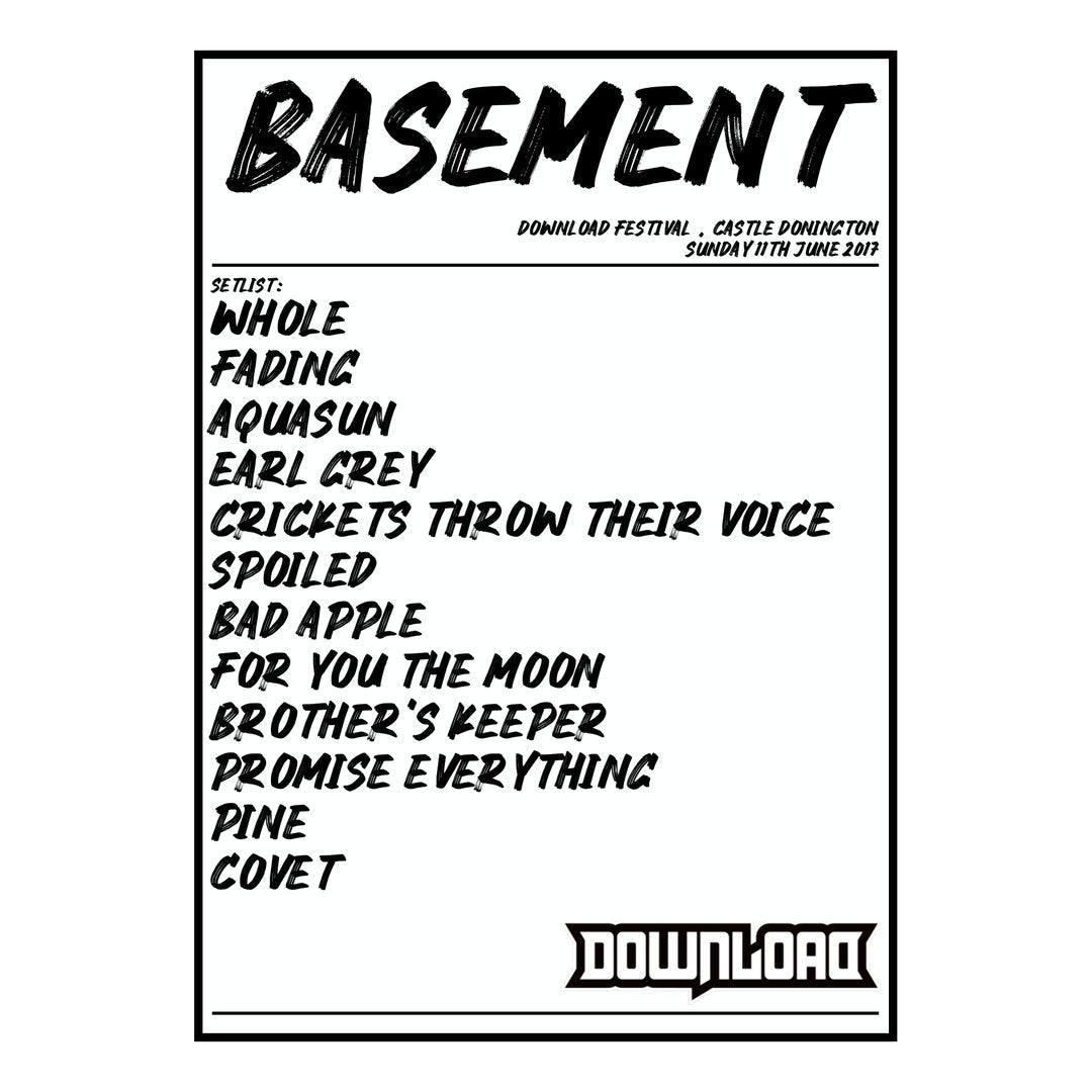 Basement Castle Donington 11th June 2017 Setlist poster
