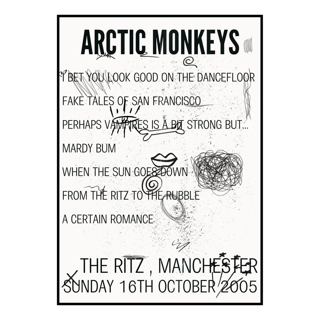 Arctic Monkeys Manchester 16th October 2005 Setlist poster
