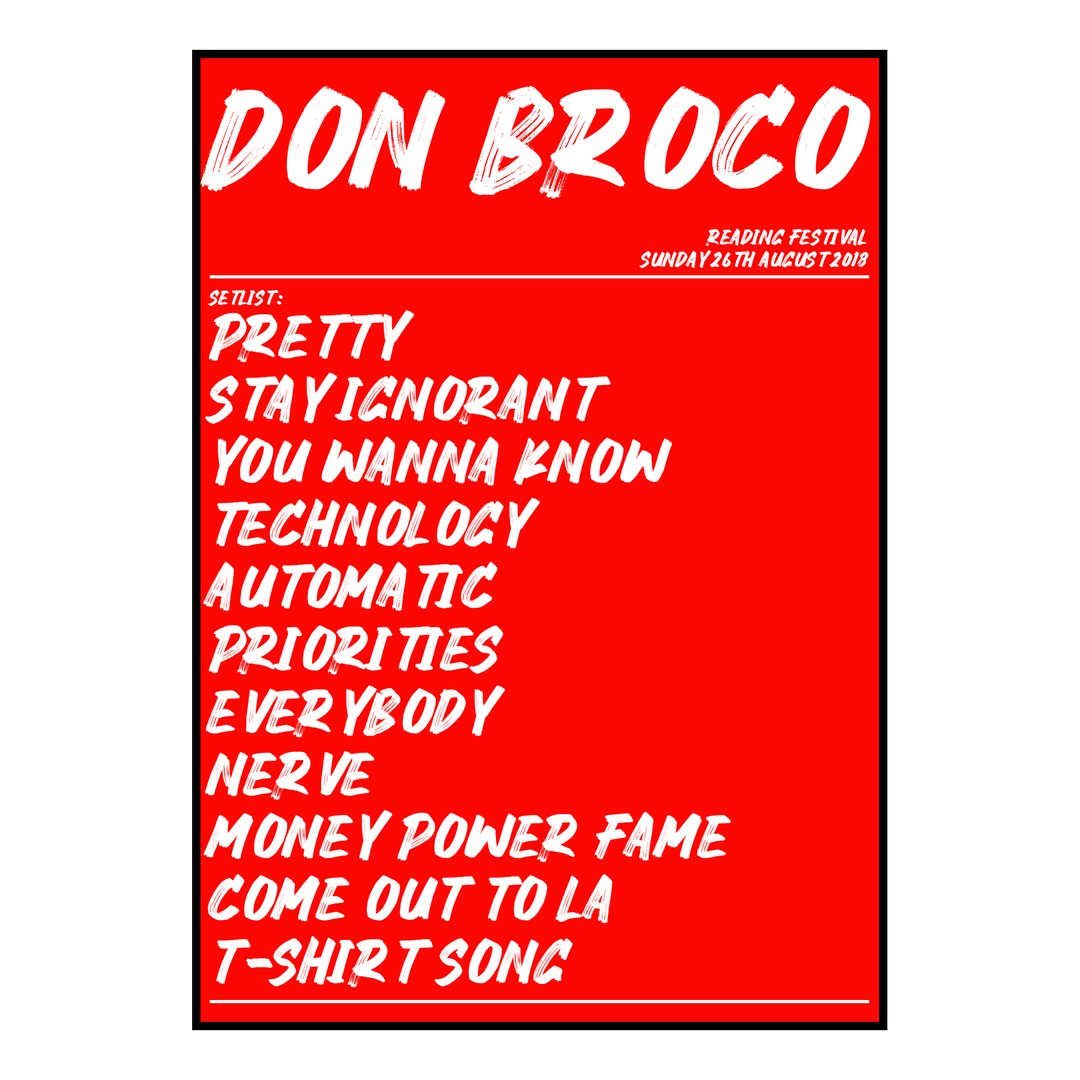 Don Broco Reading 26th August 2018 Setlist poster