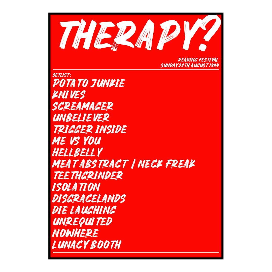 Therapy? Reading 28th August 1994 Setlist poster