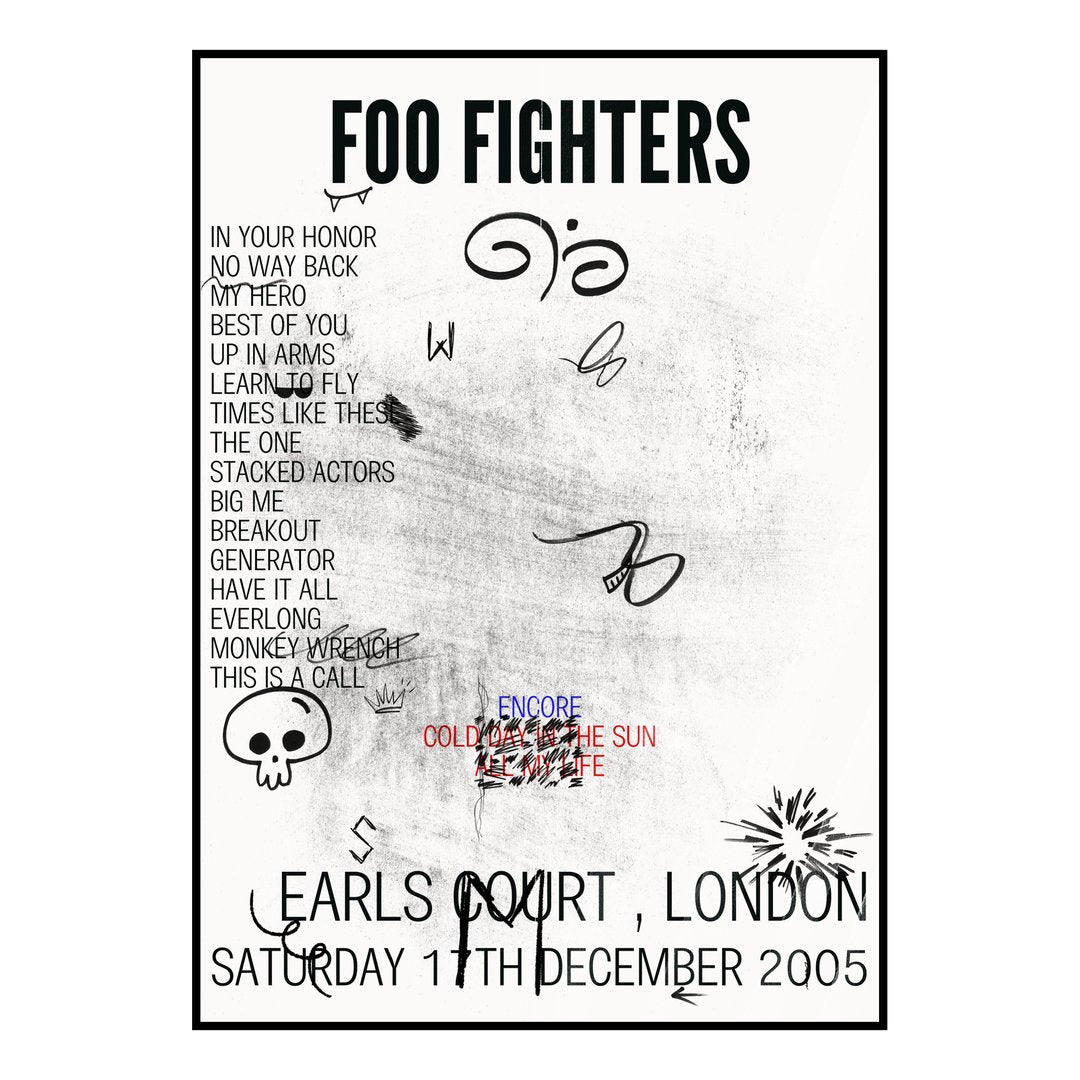 Foo Fighters London 17th December 2005 Setlist poster